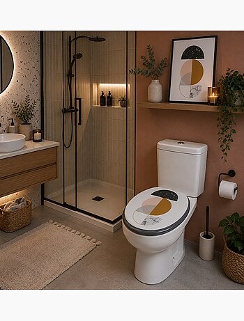 Abattant WC Géométrique Effet Marbre 47 x 37 cm