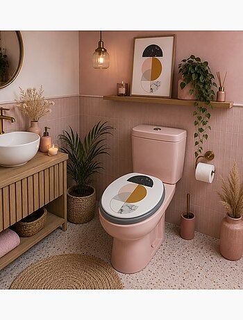 Abattant WC Géométrique Effet Marbre 47 x 37 cm