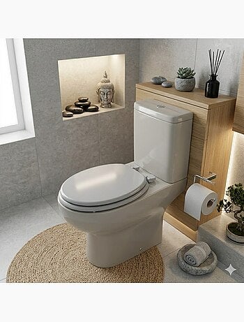 Abattant WC Gris MDF – Charnières Plastiques – 47 x 37 cm