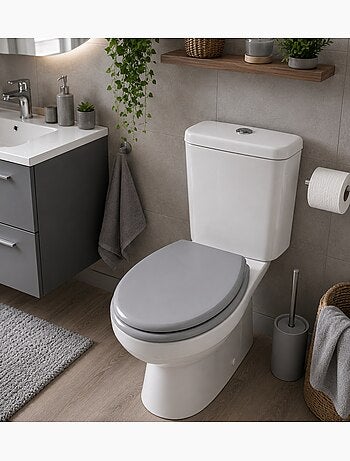 Abattant WC Gris MDF – Charnières Plastiques – 47 x 37 cm
