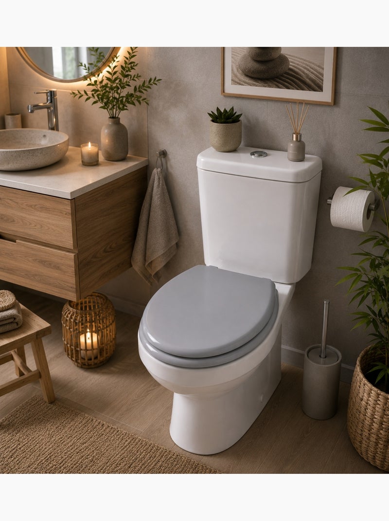 Abattant WC Gris MDF – Charnières Plastiques – 47 x 37 cm Gris - Kiabi