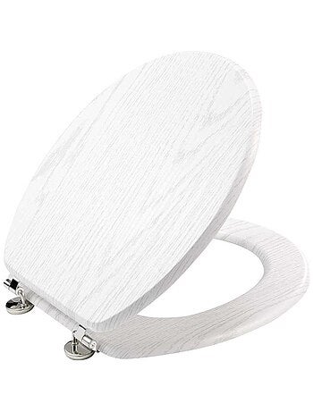 Abattant WC MDF charnières métal effet bois Strata blanc