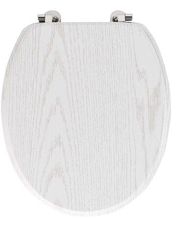 Abattant WC MDF charnières métal effet bois Strata blanc