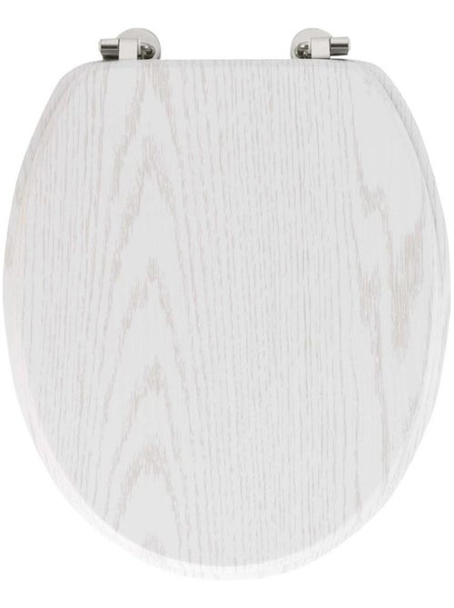 Abattant WC MDF charnières métal effet bois Strata blanc - Kiabi Abattant WC MDF charnières métal effet bois Strata blanc - Kiabi