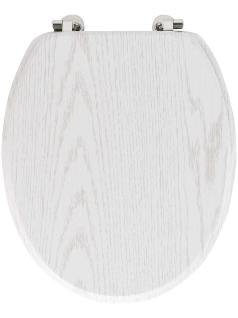 Abattant WC MDF charnières métal effet bois Strata blanc Blanc - Kiabi