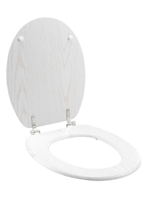 Abattant WC MDF charnières métal effet bois Strata blanc - Kiabi Abattant WC MDF charnières métal effet bois Strata blanc - Kiabi