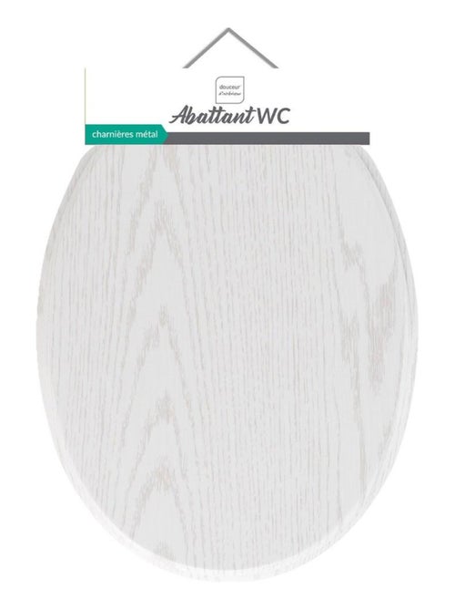 Abattant WC MDF charnières métal effet bois Strata blanc - Kiabi Abattant WC MDF charnières métal effet bois Strata blanc - Kiabi