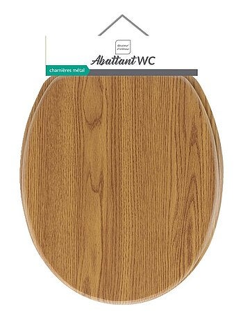 Abattant WC MDF charnières métal effet bois Strata chêne