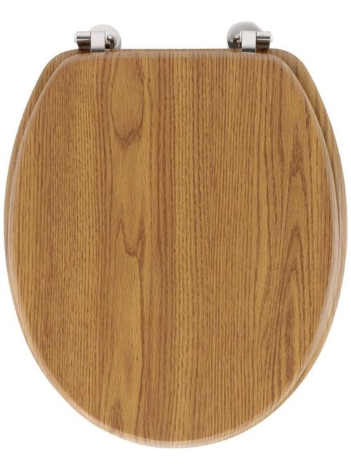 Abattant WC MDF charnières métal effet bois Strata chêne - Kiabi