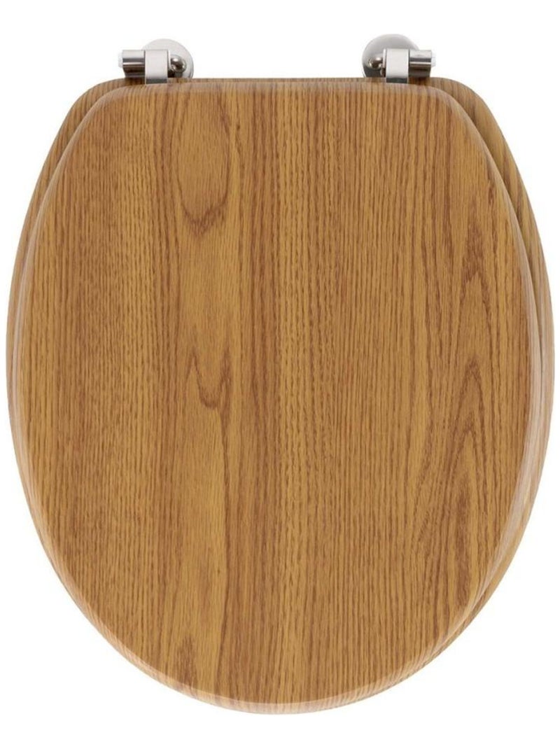 Abattant WC MDF charnières métal effet bois Strata chêne Marron - Kiabi