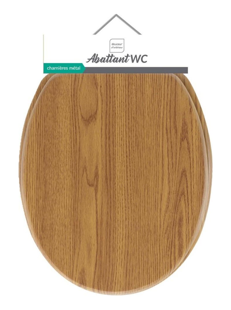 Abattant WC MDF charnières métal effet bois Strata chêne Marron - Kiabi