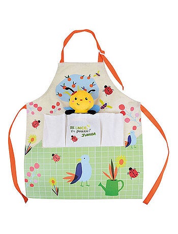 Abeille Silence ça pousse tablier du jardinier avec peluche Abeille - Haut 13 cm