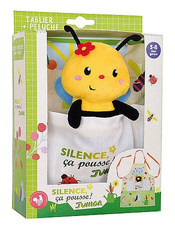 Abeille Silence ça pousse tablier du jardinier avec peluche Abeille - Haut 13 cm