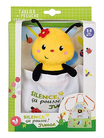 Abeille Silence ça pousse tablier du jardinier avec peluche Abeille - Haut 13 cm