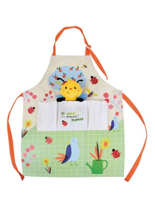 Abeille Silence ça pousse tablier du jardinier avec peluche Abeille - Haut 13 cm