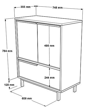 ABIO Meuble à chaussures à 3 portes couleur noyer