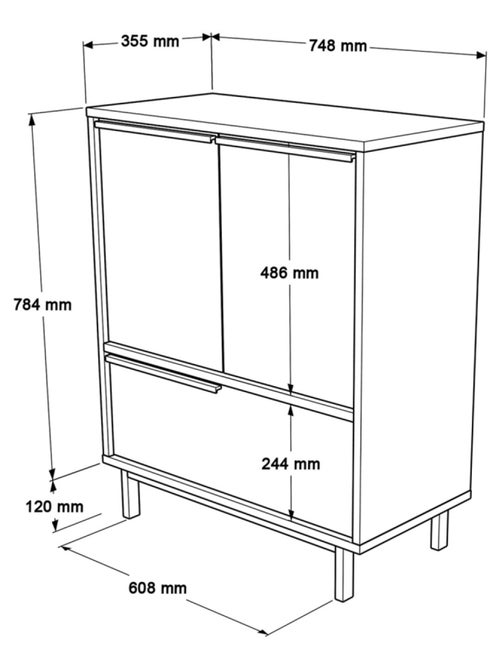 ABIO Meuble à chaussures à 3 portes couleur noyer - Kiabi