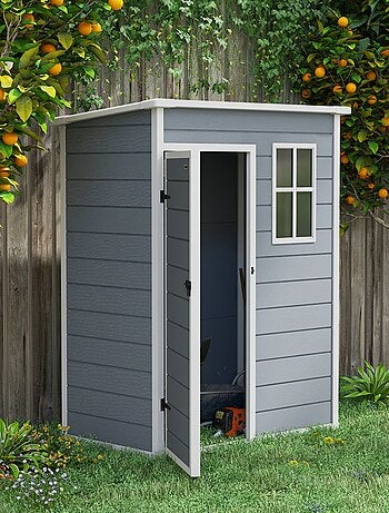 Abri de jardin - cabanon porte verrouillable, fenêtre - alu PP gris blanc