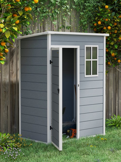 Abri de jardin - cabanon porte verrouillable, fenêtre - alu PP gris blanc - Kiabi