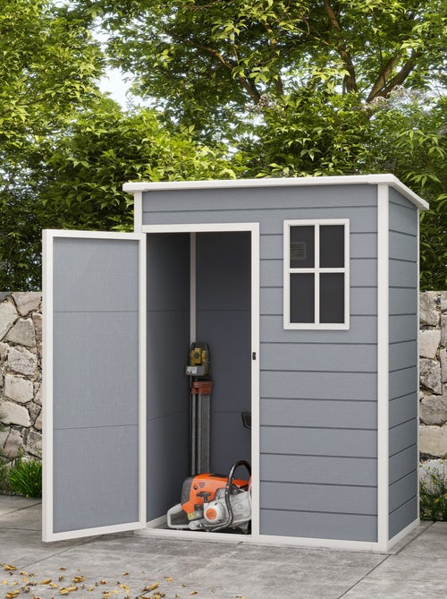 Abri de jardin - cabanon porte verrouillable, fenêtre - alu PP gris blanc - Kiabi