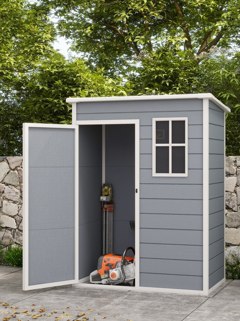 Abri de jardin - cabanon porte verrouillable, fenêtre - alu PP gris blanc Gris - Kiabi
