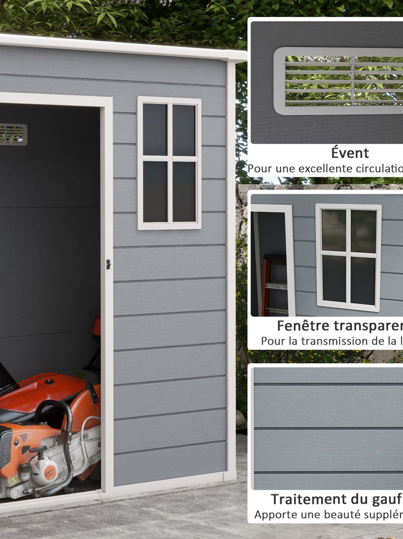Abri de jardin - cabanon porte verrouillable, fenêtre - alu PP gris blanc Gris - Kiabi