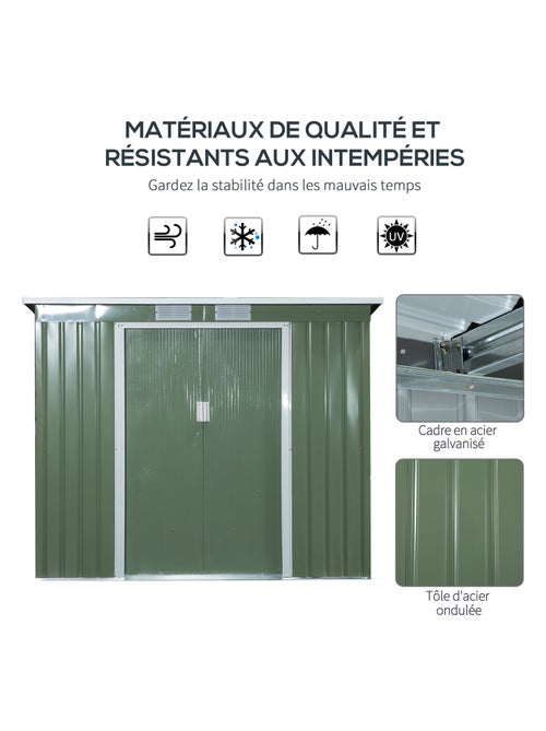 Abri de jardin - fondation incluse - 2 portes - tôle d'acier vert - Kiabi