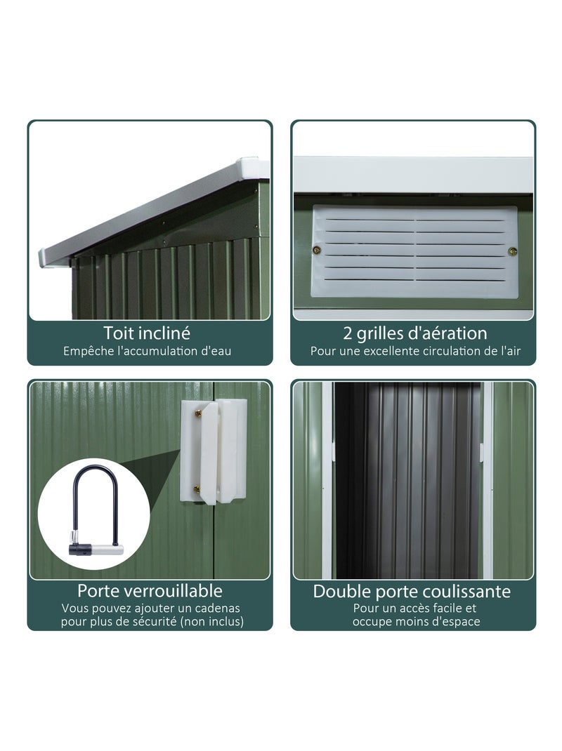 Abri de jardin - fondation incluse - 2 portes - tôle d'acier vert Vert - Kiabi