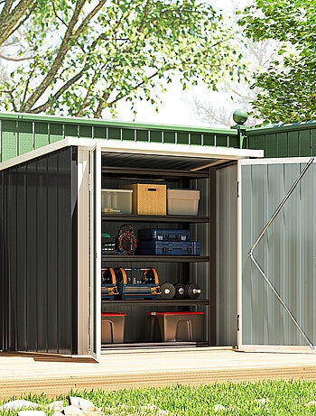 Abri de jardin - remise pour outils - abri vélo - tôle acier noir blanc