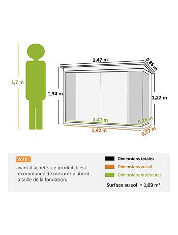 Abri de jardin - remise pour outils - abri vélo - tôle acier noir blanc
