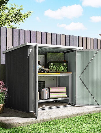 Abri de jardin - remise pour outils - abri vélo - tôle acier noir blanc