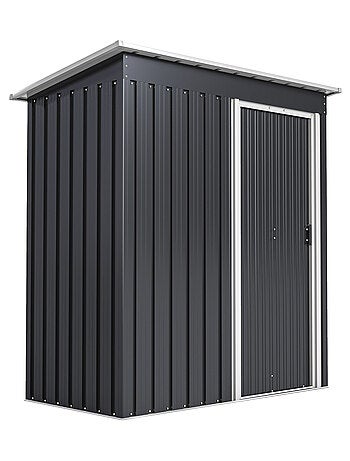 Abri de jardin - remise pour outils - cabanon porte coulissante - tôle d'acier noir blanc