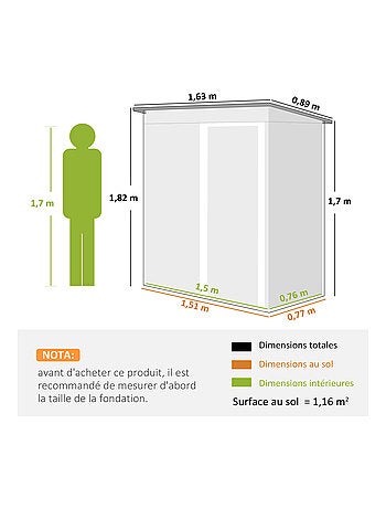 Abri de jardin - remise pour outils - cabanon porte coulissante - tôle d'acier noir blanc