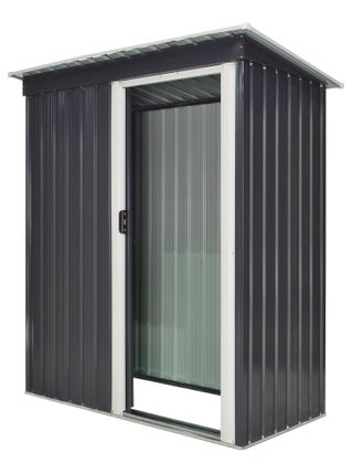 Abri de jardin - remise pour outils - cabanon porte coulissante - tôle d'acier noir blanc