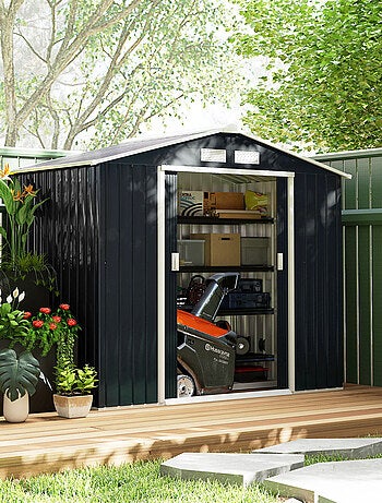 Abri de jardin - remise pour outils - cabanon porte verrouillable - tôle d'acier
