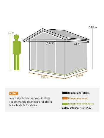 Abri de jardin - remise pour outils - cabanon porte verrouillable - tôle d'acier