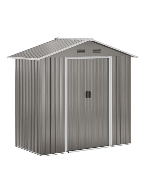 Abri de jardin - remise pour outils - cabanon porte verrouillable - tôle d'acier gris - Kiabi