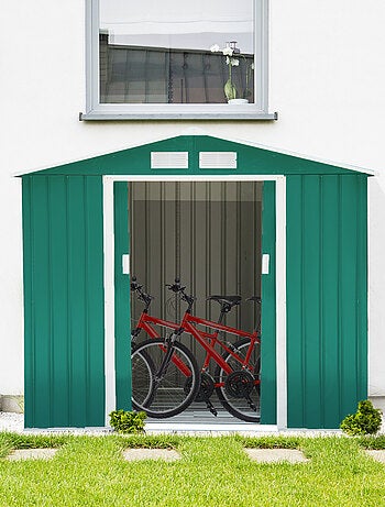 Abri de jardin - remise pour outils - cabanon porte verrouillable - tôle d'acier
