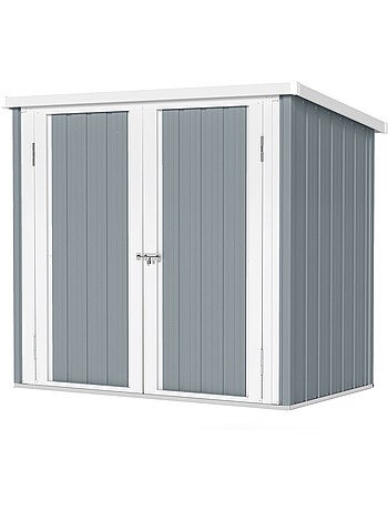 Abri de jardin 1,09 m² - 2 portes verrouillables - tôle d'acier gris clair