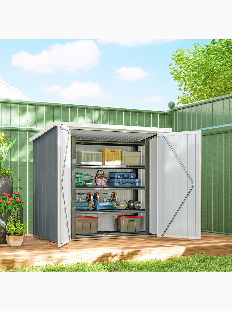 Abri de jardin 1,09 m² - 2 portes verrouillables - tôle d'acier gris clair Gris - Kiabi