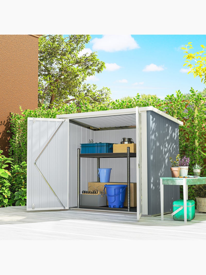 Abri de jardin 1,09 m² - 2 portes verrouillables - tôle d'acier gris clair Gris - Kiabi