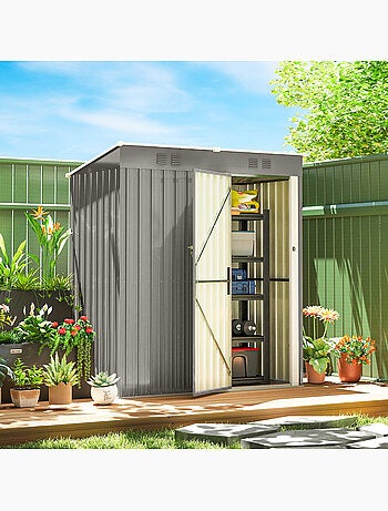 Abri de jardin 1,37 m² porte tôle d'acier ondulé