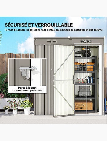 Abri de jardin 1,37 m² porte tôle d'acier ondulé