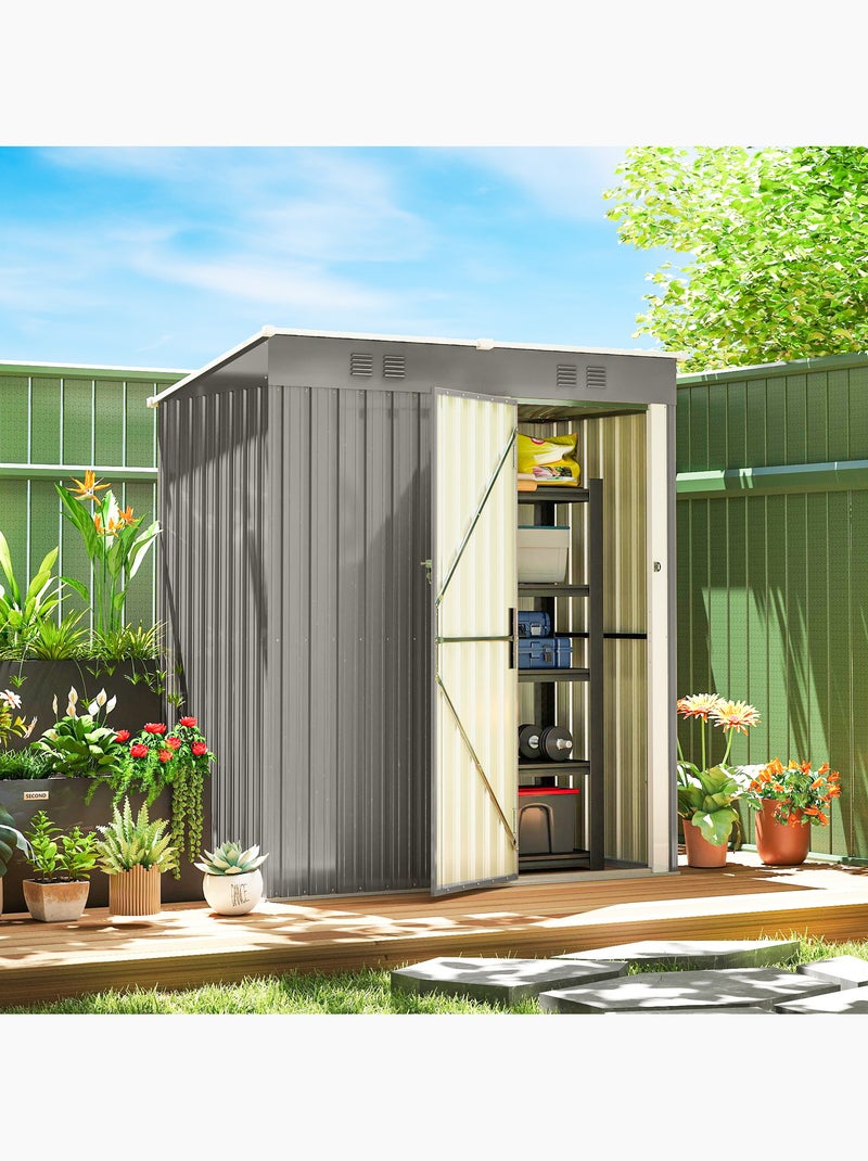 Abri de jardin 1,37 m² porte tôle d'acier ondulé Gris - Kiabi