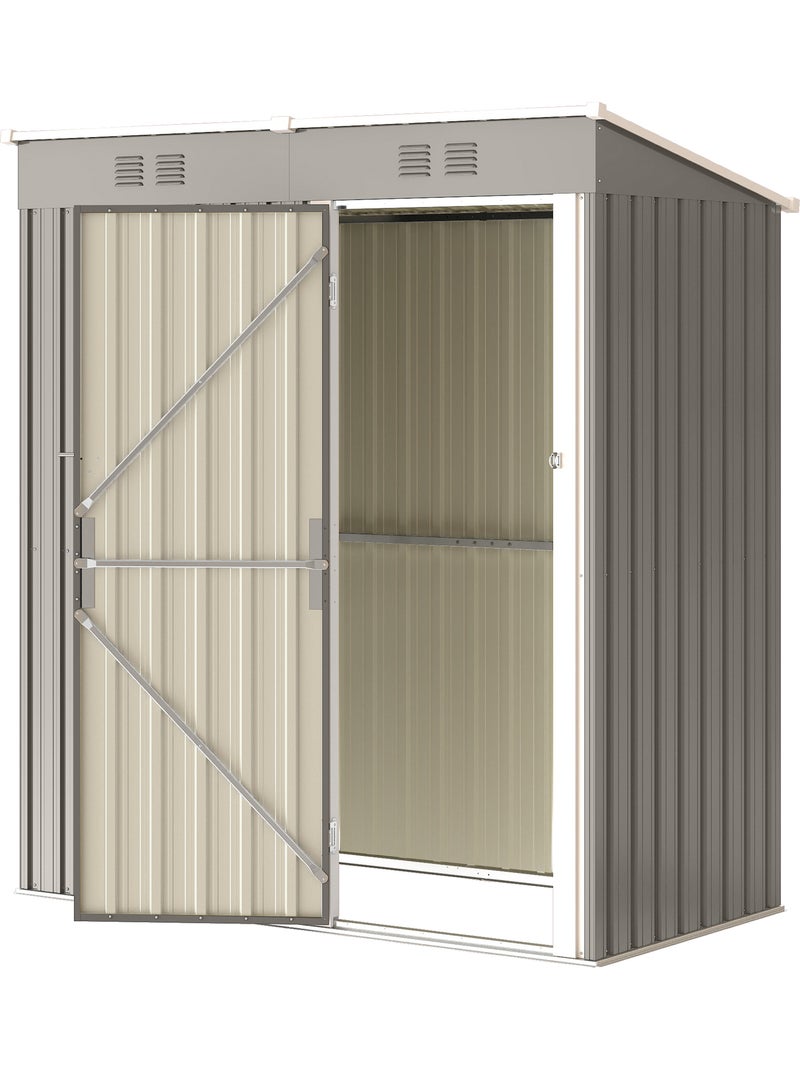 Abri de jardin 1,37 m² porte tôle d'acier ondulé Gris - Kiabi