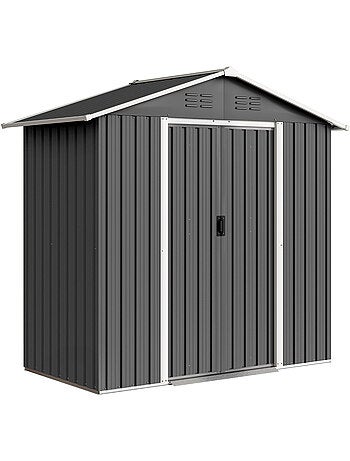 Abri de jardin 1,8 m² 2 portes tôle d'acier ondulé
