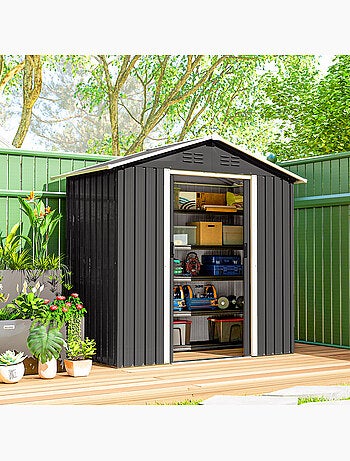 Abri de jardin 1,8 m² 2 portes tôle d'acier ondulé