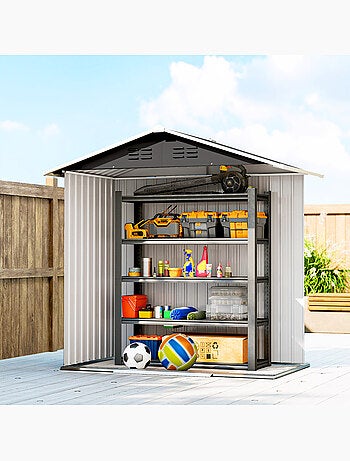 Abri de jardin 1,8 m² 2 portes tôle d'acier ondulé