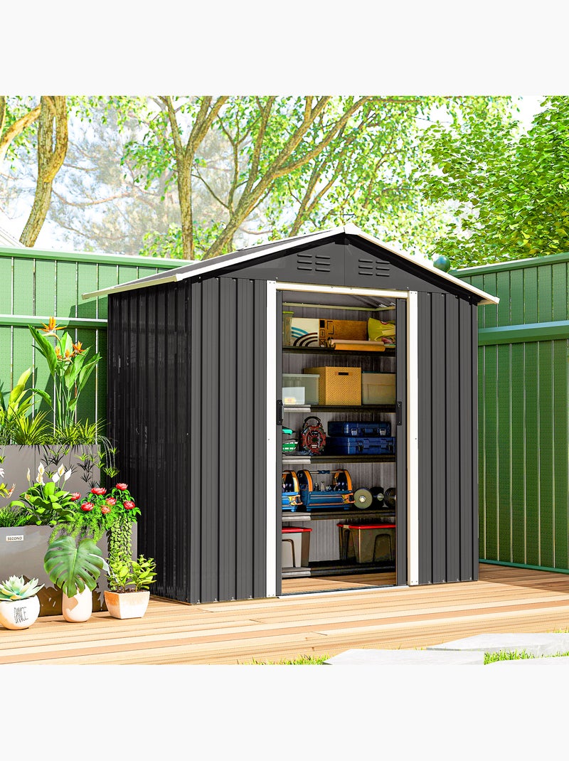 Abri de jardin 1,8 m² 2 portes tôle d'acier ondulé Gris - Kiabi