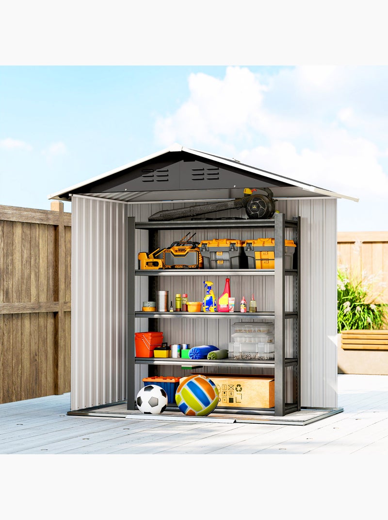 Abri de jardin 1,8 m² 2 portes tôle d'acier ondulé Gris - Kiabi